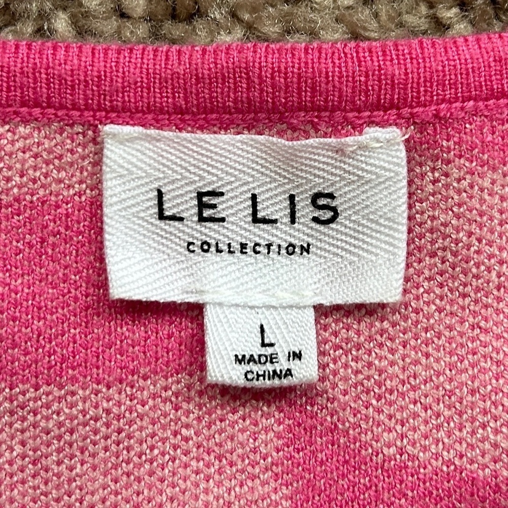 Le Lis Collection Pink Cream Abstract Long Sleeve Shirt Size Large - Picture 5 of 8
